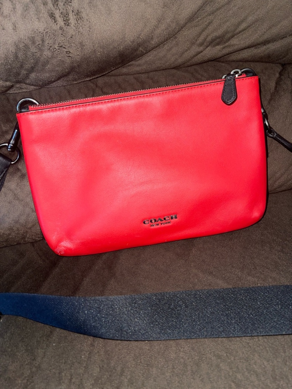 Coach Red Leather Crossbody with Black Trim